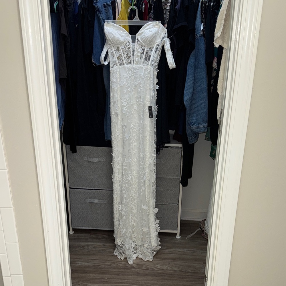 Lulu's White Floral Lace Wedding Gown